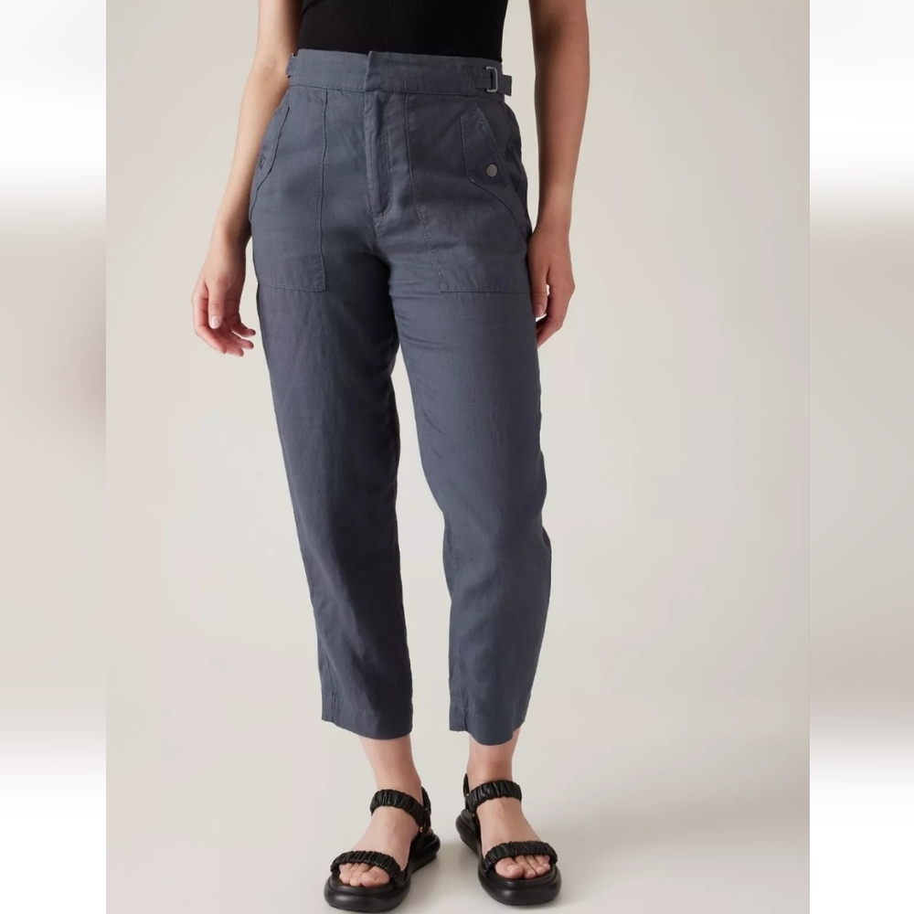 ATHLETA Voyager Linen Pant Granite Blue